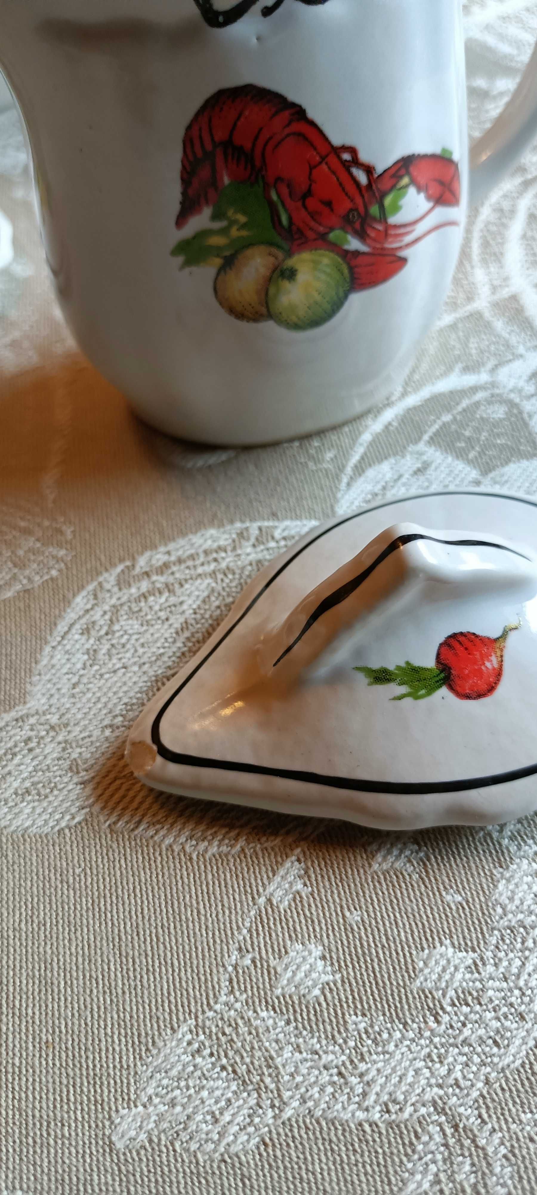 Zestaw starych ceramicznych pojemników z Prl