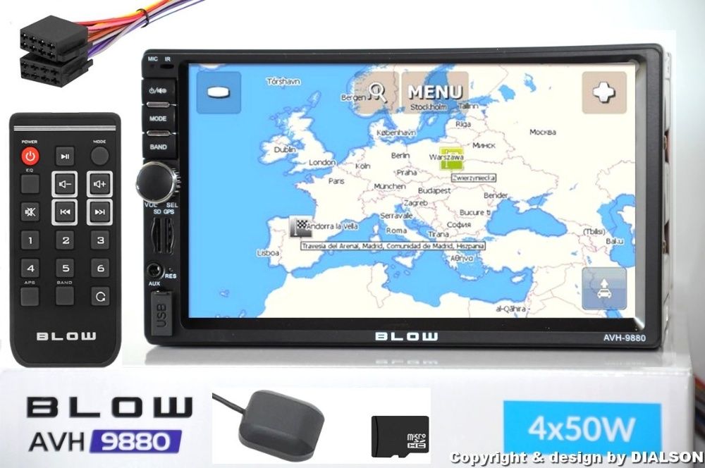 Radio Samochodowe BLOW 2DIN USB 7 Nawigacja GPS do IGO MAPY EUROPY PL