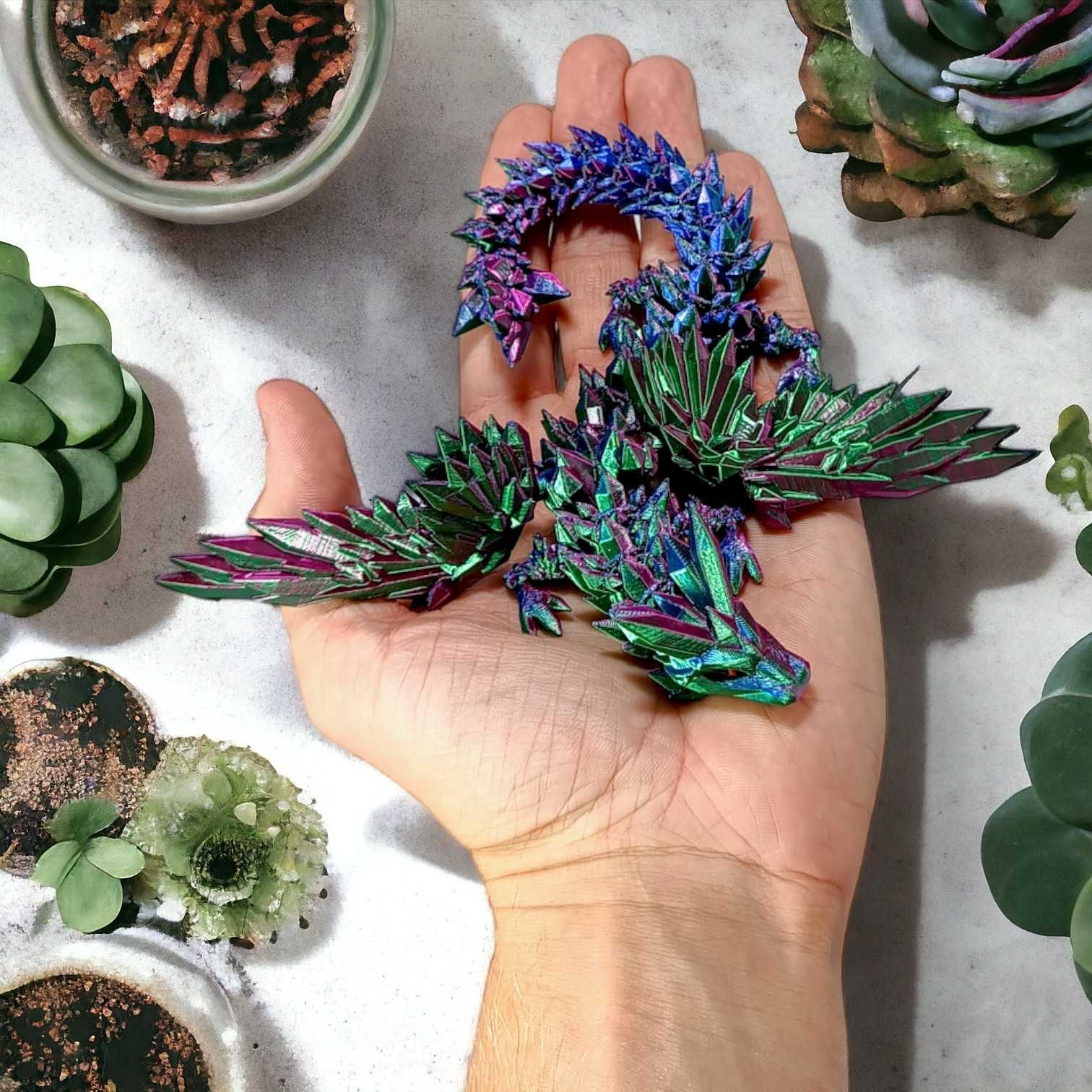 Kryształowy Smok ze Skrzydłami Mini, 23cm, Figurka Przegubowa,19B2S