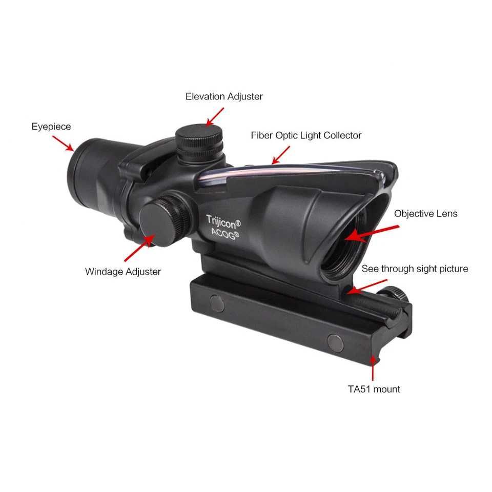 Оптический прицел TRIJICON ACOG 4x32 BAC Dual Red / Оптичний приціл