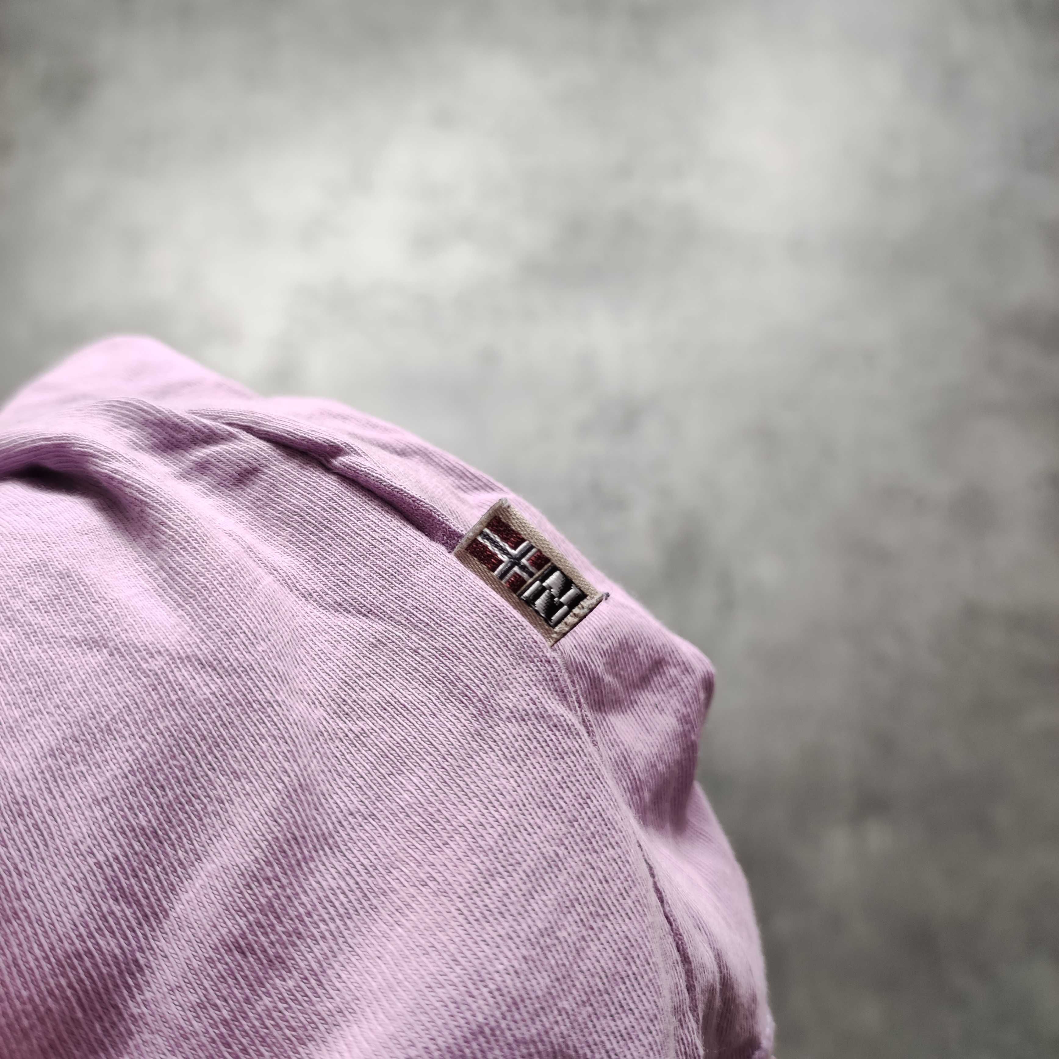 MĘSKA Koszulka PREMIUM Lilia Róż Duże Logo Casual Trekking Napapijri