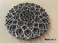 Mandala drewniana BIAŁA warstwowa OZDOBA ŚCIENNA trójwymiarowa 3D eco