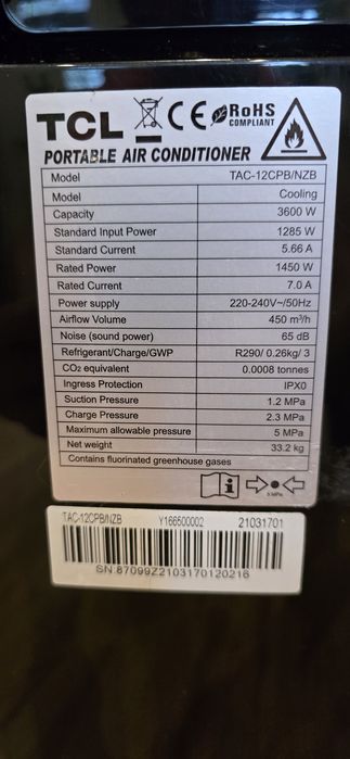 Klimatyzator Przenośny TCL TAC-12CPB/NZB Klimatyzacja