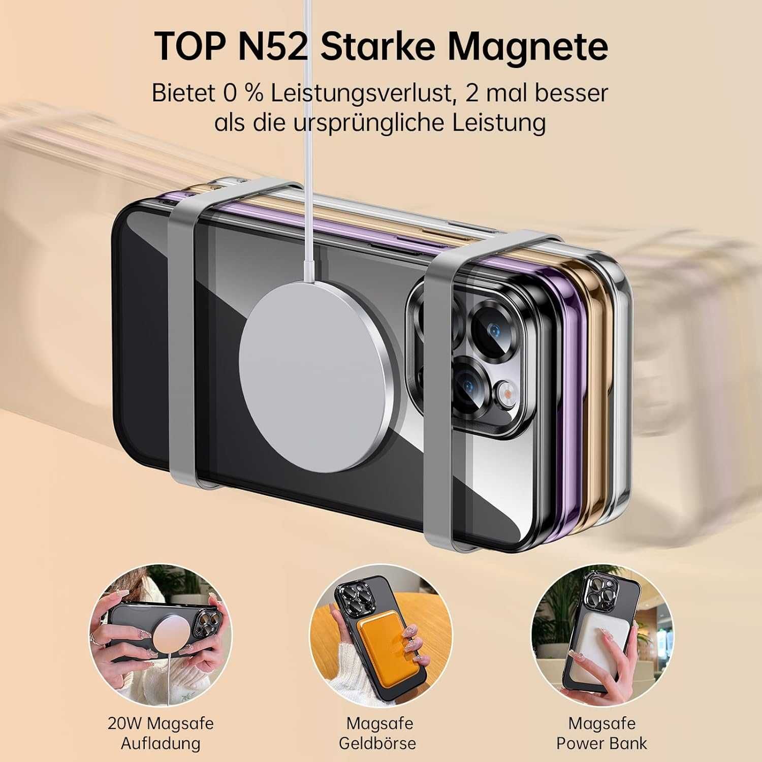 JUESHITUO etui pancerne iPhone 13 Pro MagSafe + szkło ochronne 9H