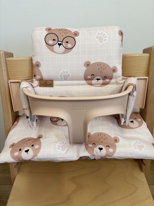 Wodoodporne poduszki do Stokke Tripp Trapp 2w1 morelowe misie