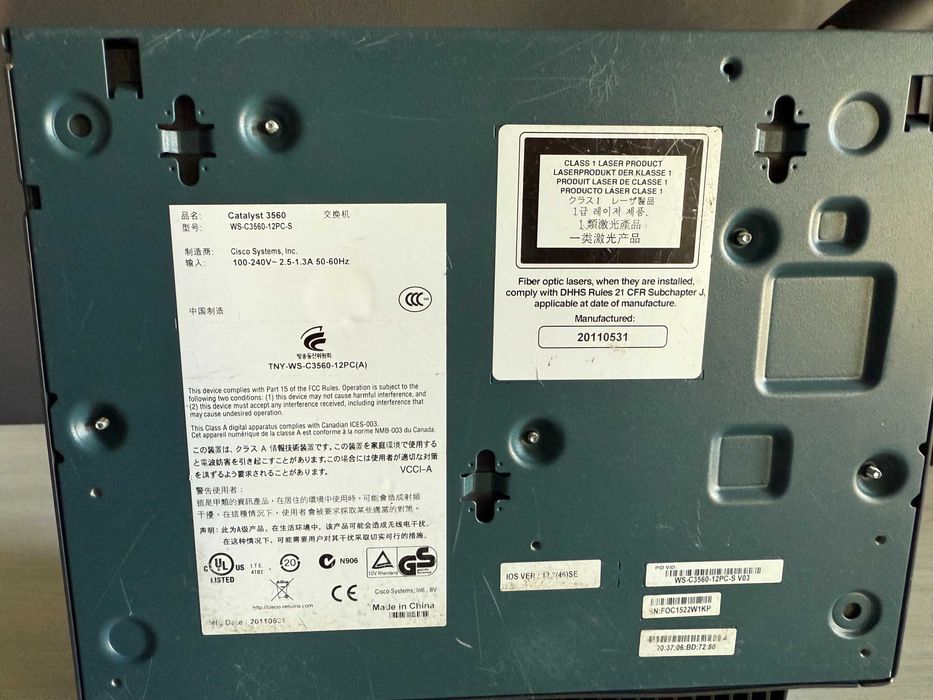12 POE Коммутаторы Cisco Catalyst WS-C3560-12PC-S нал/безнал