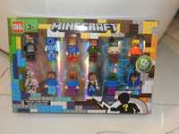 nowy zestaw 12 figurki minecraft ludziki miecze zabawki klocki