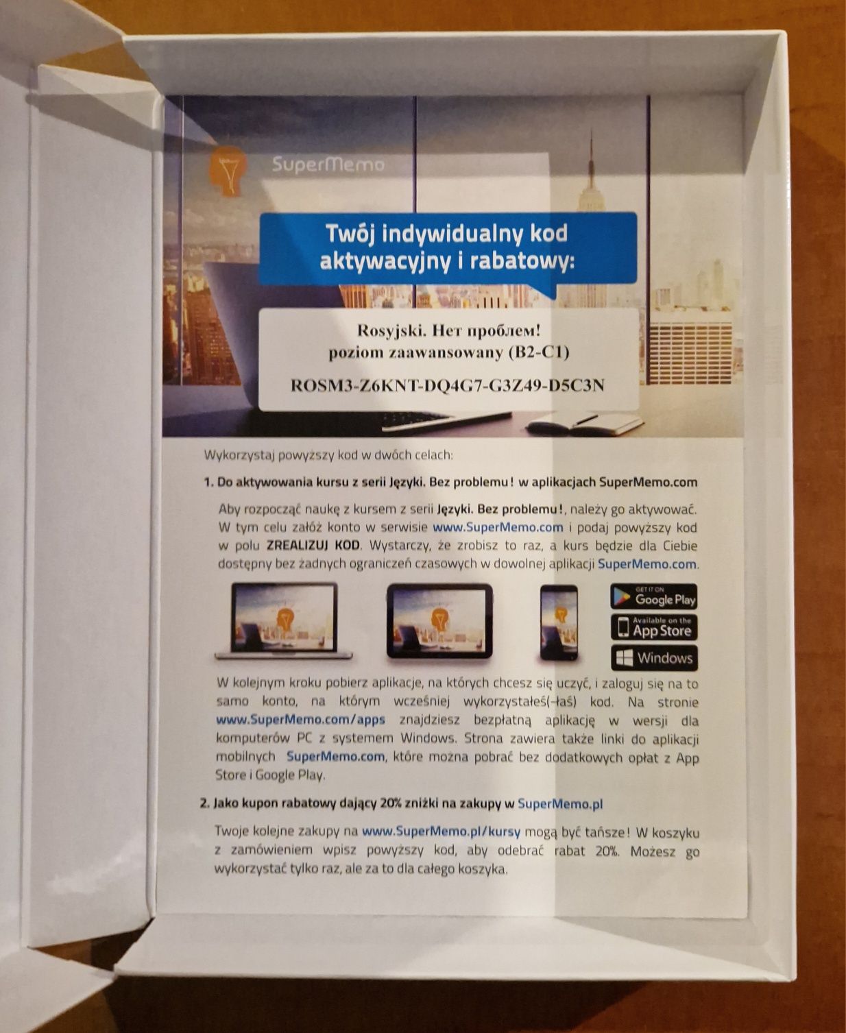 Mobilny kurs językowy. SuperMemo. Rosyjski