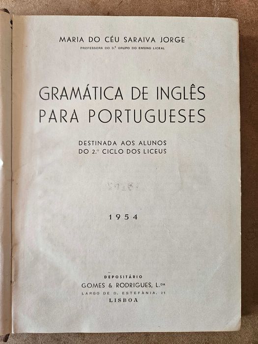 Livro antigo - Gramática de Inglês - Maria do Céu Saraiva Jorge