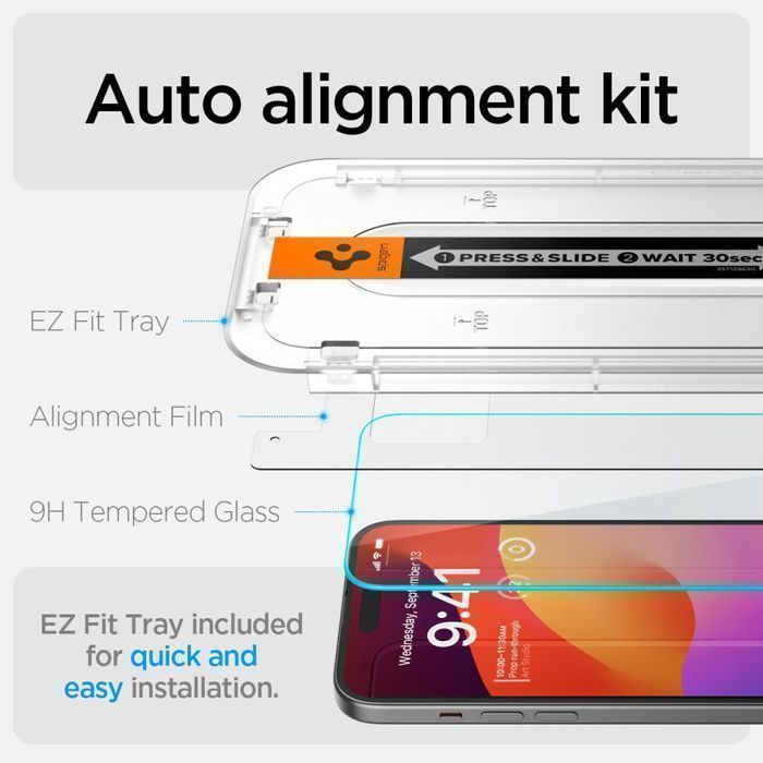 Szkło Hartowane Spigen Glas.TR ”Ez Fit” do iPhone 15 - Ochrona 9H