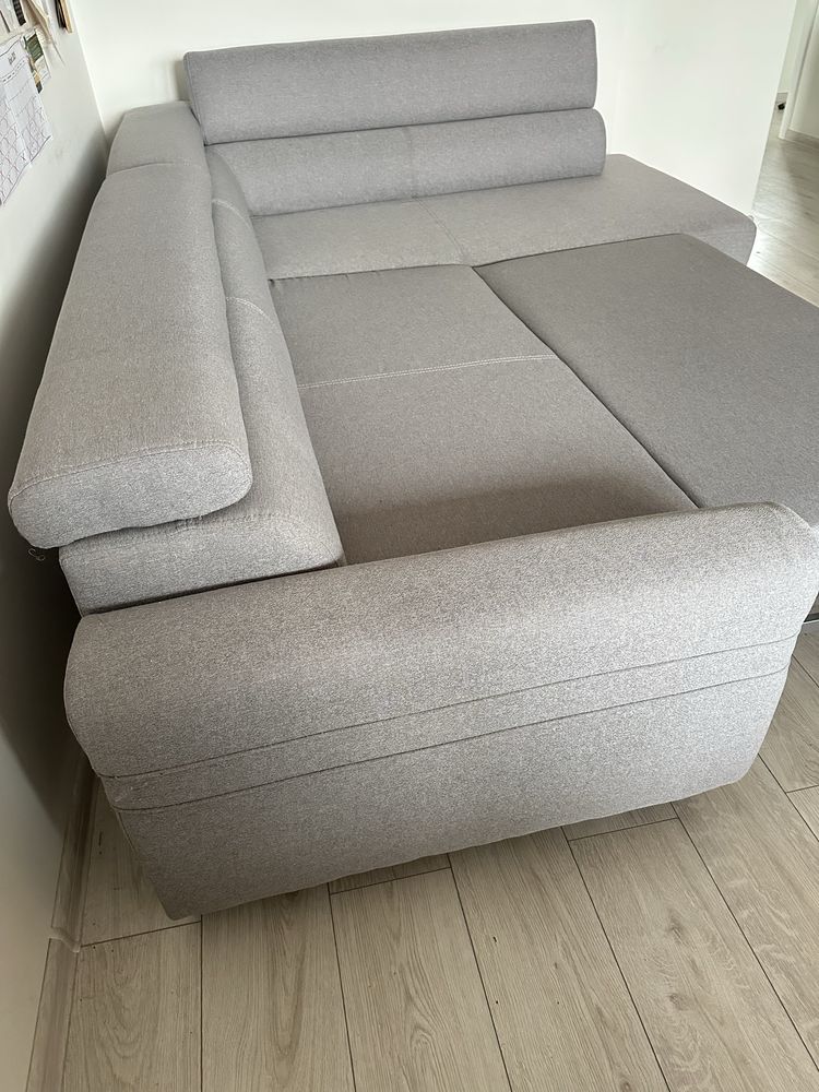 Kanapa sofa naroznik rogowka z funkcja spania szara