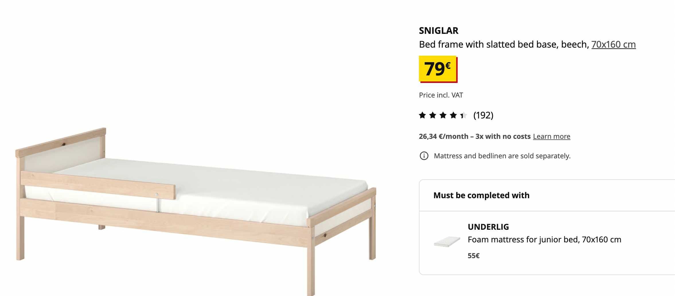 Ikea Sniglar cama para criança