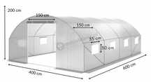 Szklarnia, tunel foliowy 24m² 6x4x2h