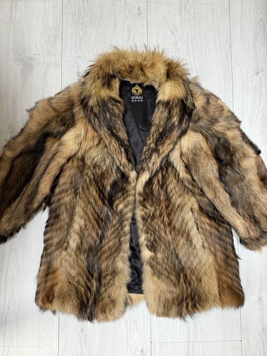 Futro naturalne kożuch futrzany płaszcz z lisa lis szop jenot XL L
