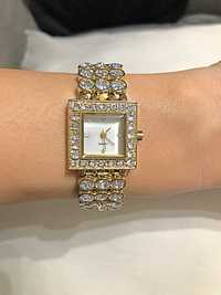 Zegarek z kryształkami złoty lux cudo