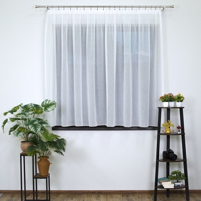 Firanka batyst gotowa na taśmie z ołowianką 400x160 cm biała