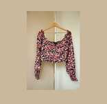 Bluzka bufki print wiskoza kolorowa crop top Brave Soul