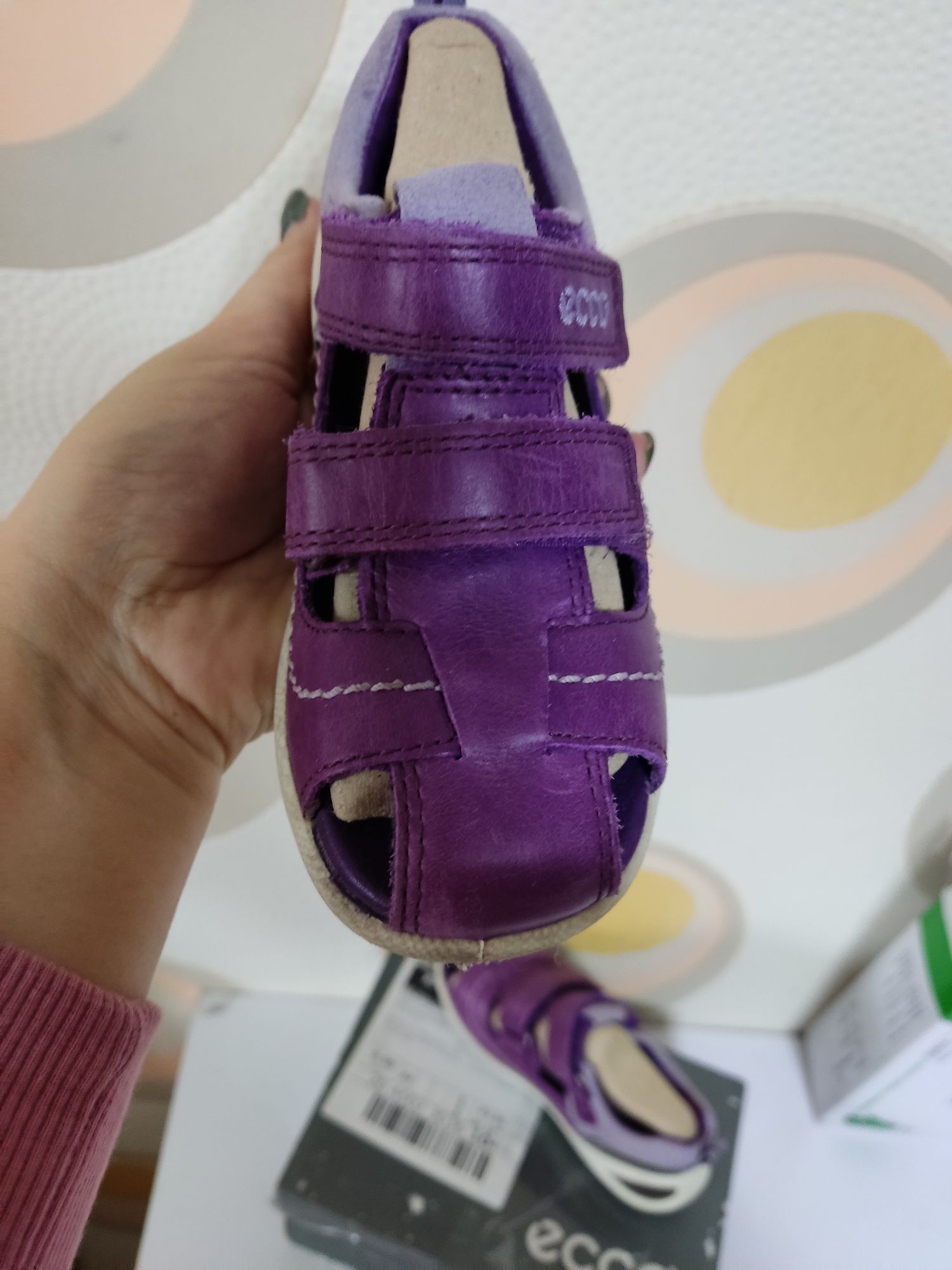 Скидка! Босоножки, сандали на липучках фиолетовые Ecco  26 размер