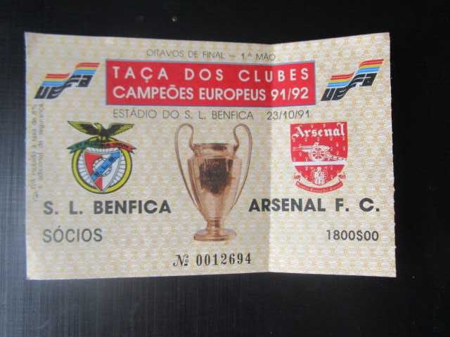 Benfica Arsenal Campeões Europeus 1991