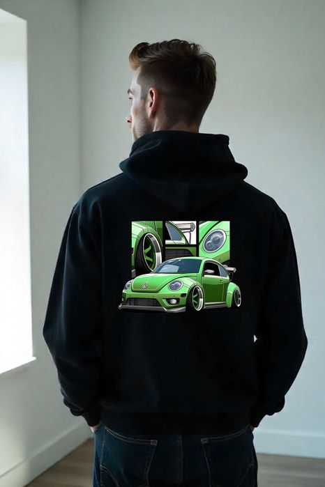 Męska Czarna Bluza M Zielony Volkswagen Beetle