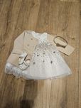 Komplet: Sukienka H&M, plaszczyk, buty, opaska r.68