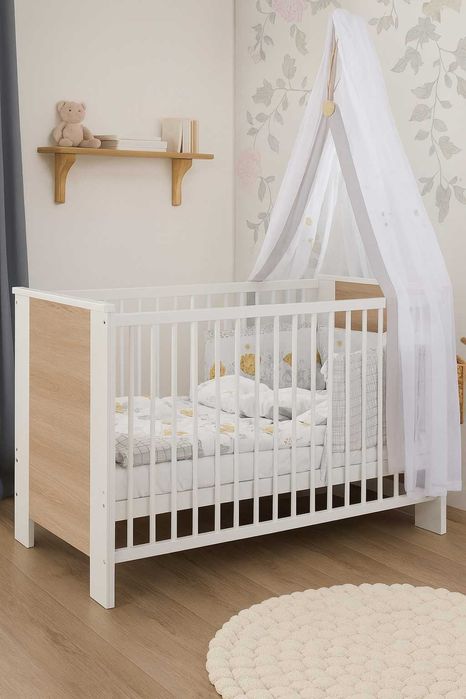 Łóżeczko regulowane Moon Bear z materacem i akcesoriami 70 x 140