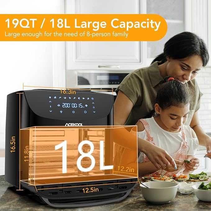 Airfryer / mini piekarnik 18 l, 1800 W, LED, 10 funkcji, akcesoria