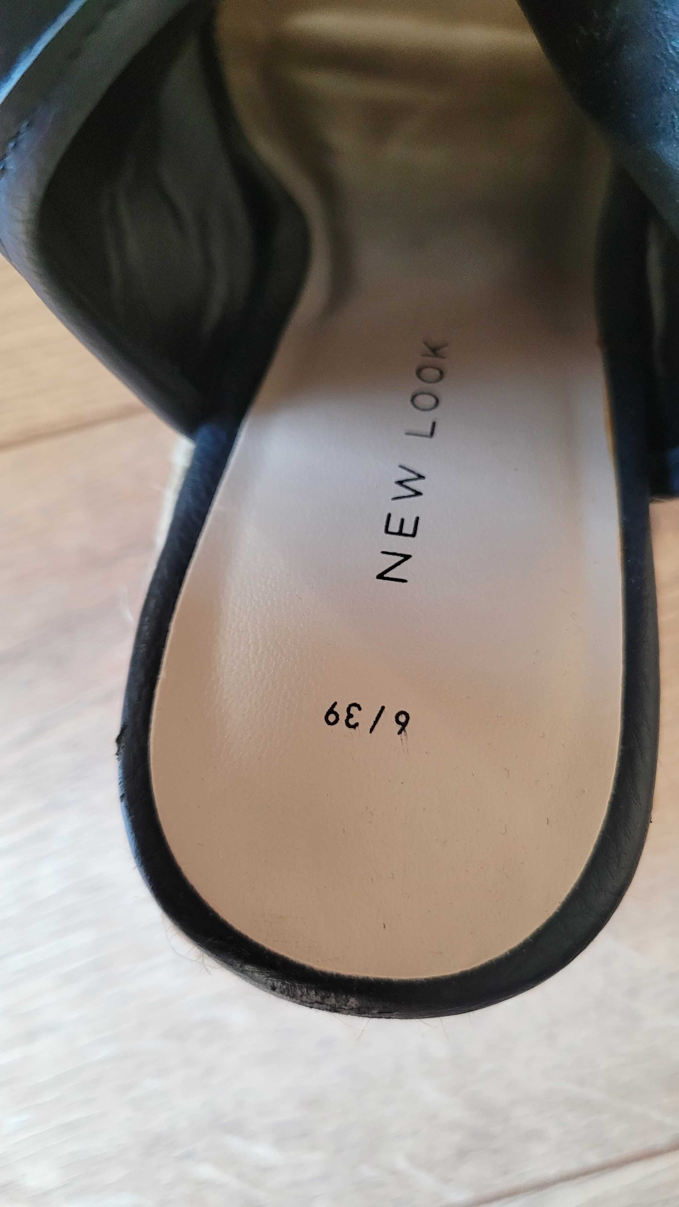 Buty espadryle na koturnie, czarne, roz. 39, nowe.