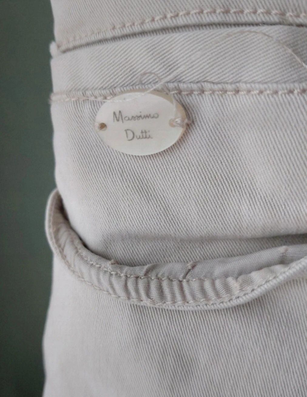 damskie spodnie classic Massimo Dutti beżowe do kostek prosty fason na