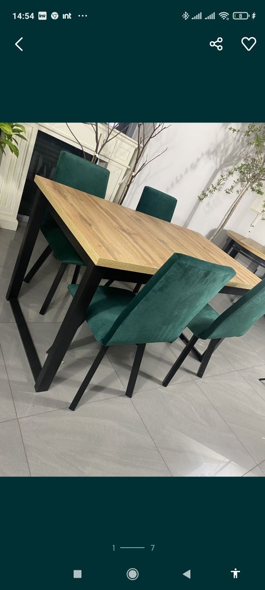 Stół Loft Rozkładany 140/180 cm + 4 Krzesła
