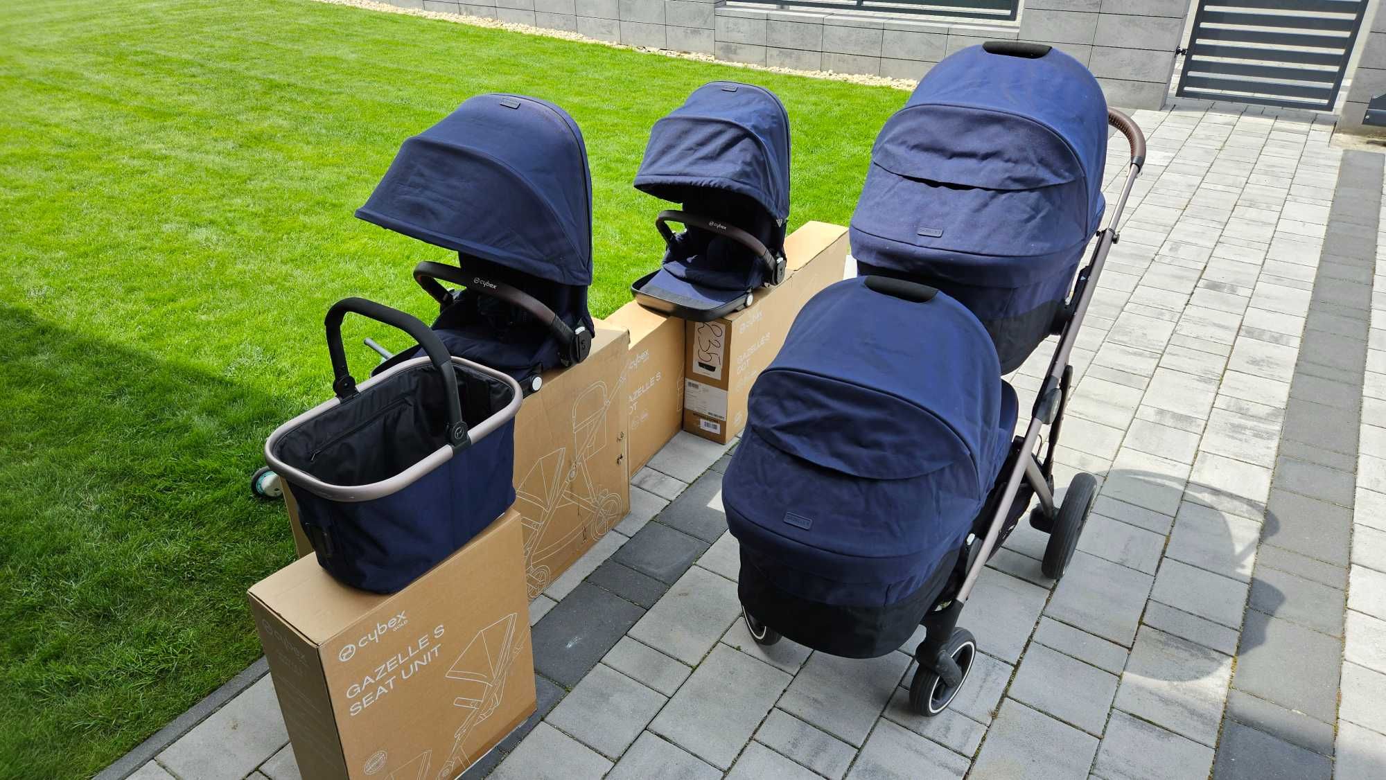 Wózek Cybex Gazelle S dla bliźniaków (2x gondola 2x spacerówka koszyk)