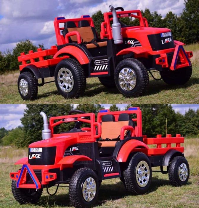 MEGA Traktor dla dziecka Auto na akumulator z PRZYCZEPĄ Bujak Pilot