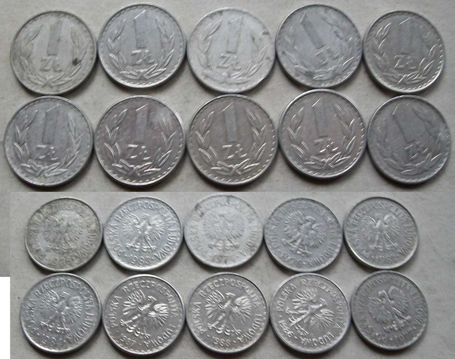 1 złoty 1974 - 1988 zestaw 4