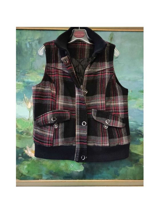 elegancka casual kamizelka ocieplana wełniana bezrękawnik kurtka