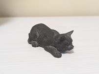 Коллекционная фигурка статуэтка Кошка из угля Coal from Wales