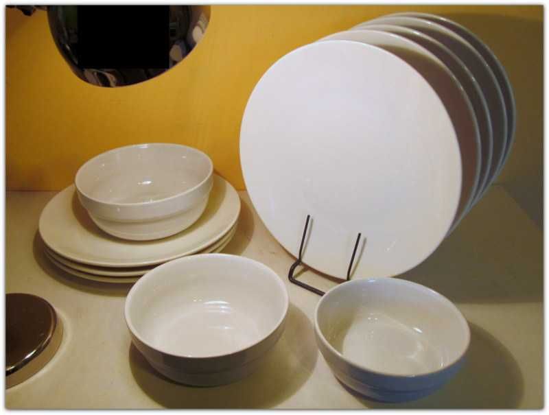 Talerz Vitrified porcelain płaski obiadowy biały + Miska Bolesławiec