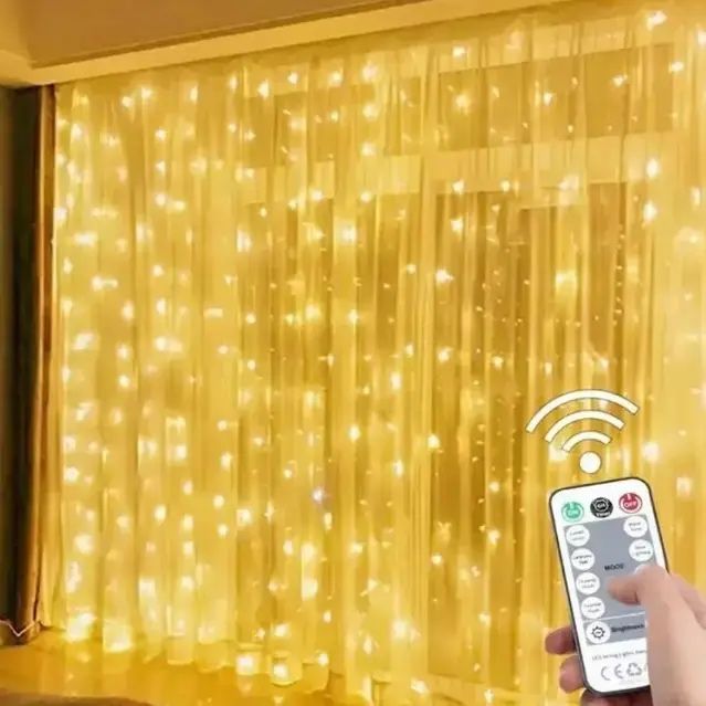 Світлодіодна гірлянда штора роса на дроті 3х2 м 200 LED пульт