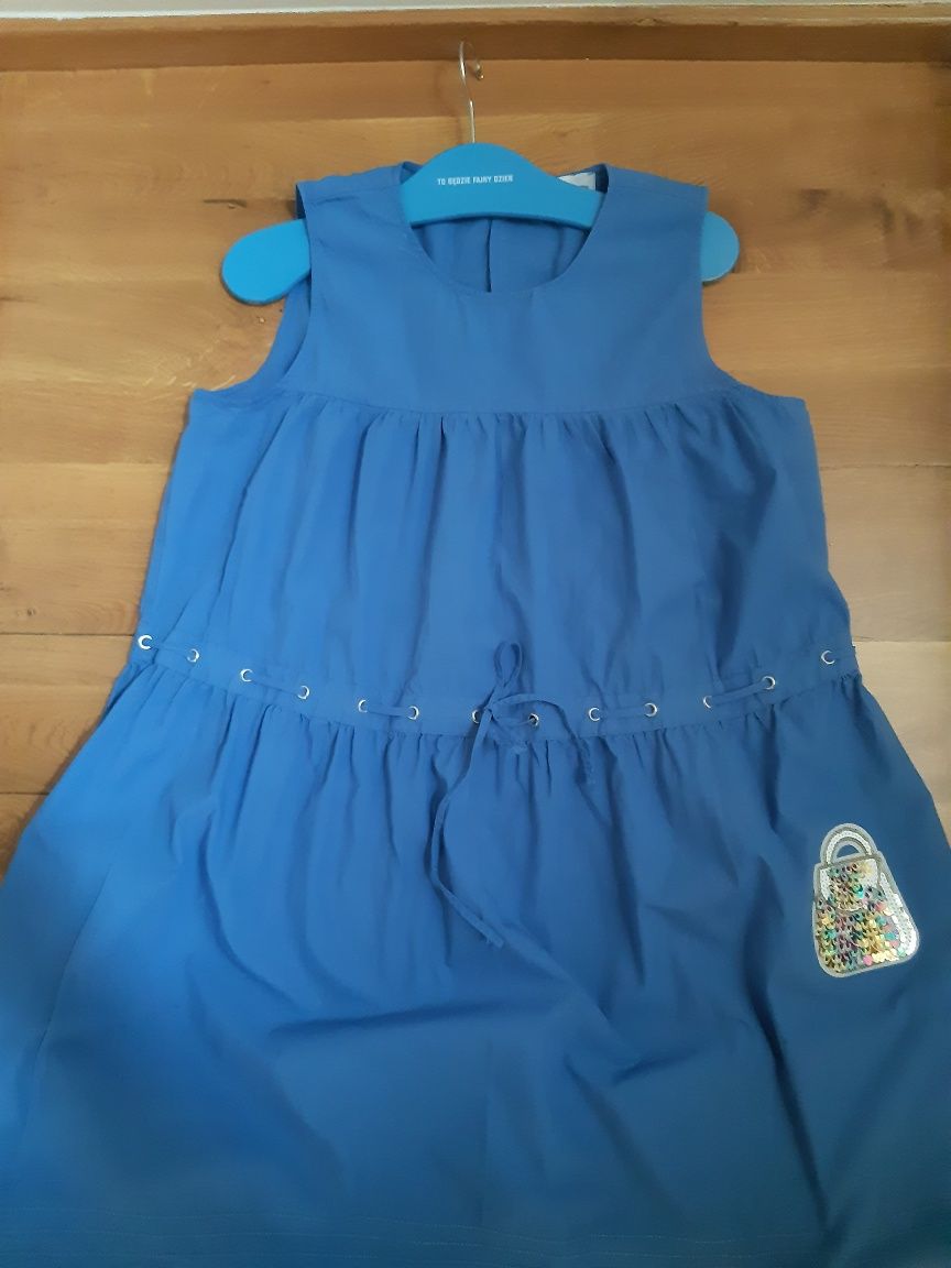 Śliczna, modna sukienka blue cotton cekiny Plus Size r 44-6 i XL/XXL