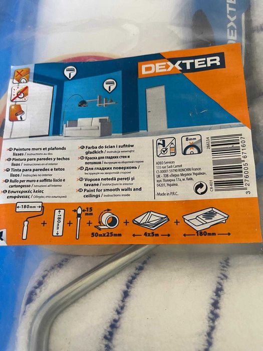 Kit pintura rolo+recarga+pincel+tabuleiro+proteção Dexter