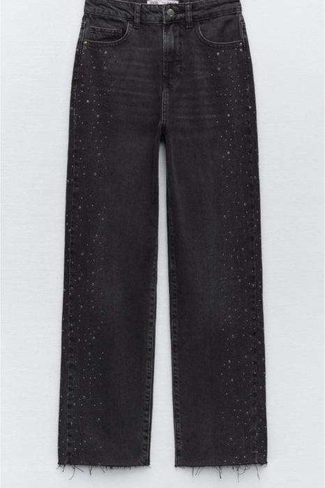 Джынсы zara  со стразами 38