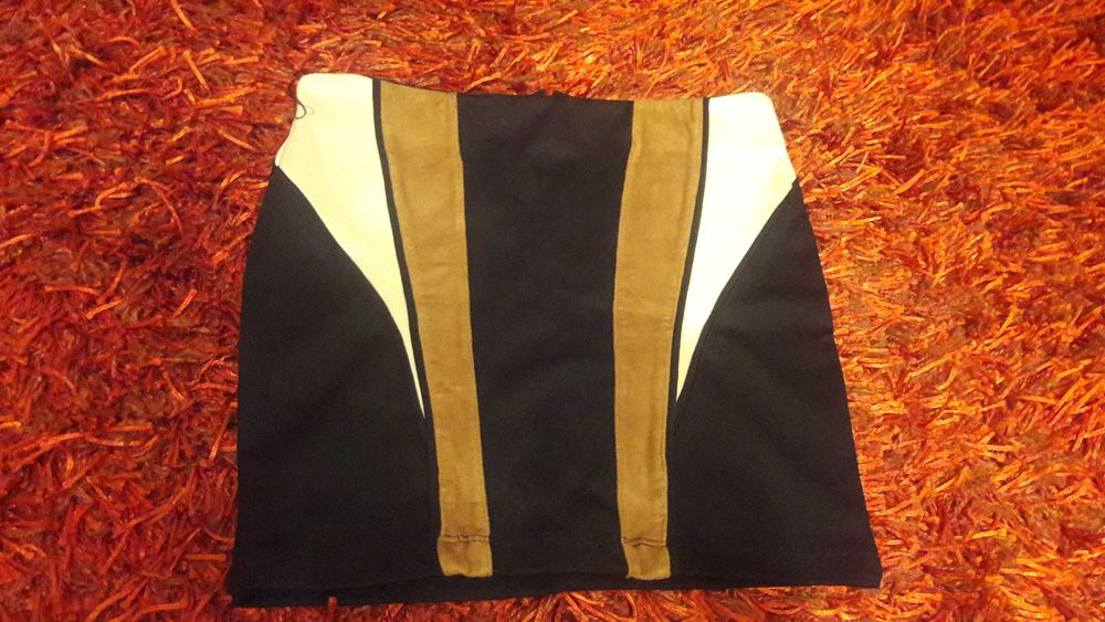 Spódniczka dzianina mini czarna + beż +krem XS - S ozdobny suwak