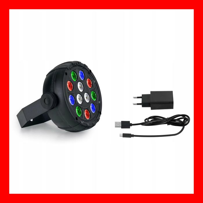 Showlite PL-12 mini reflektor imprezowy – RGBW, muzyka, USB-C