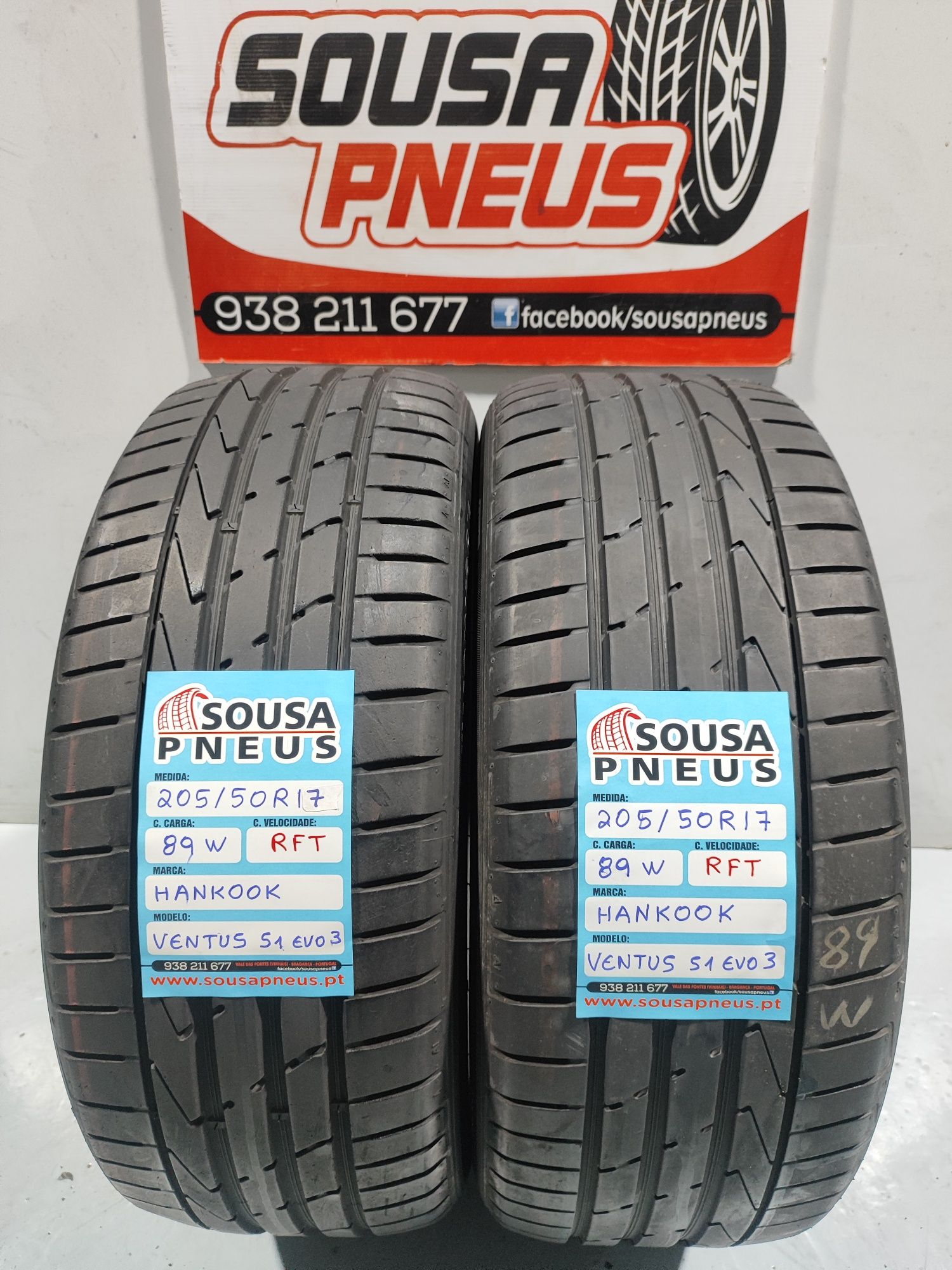 2 pneus semi novos 205-50R17 Hankook RFT - Oferta dos Portes