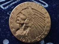 USA 5 dolarów, 1912 r moneta złota Au
Głowa Indianina