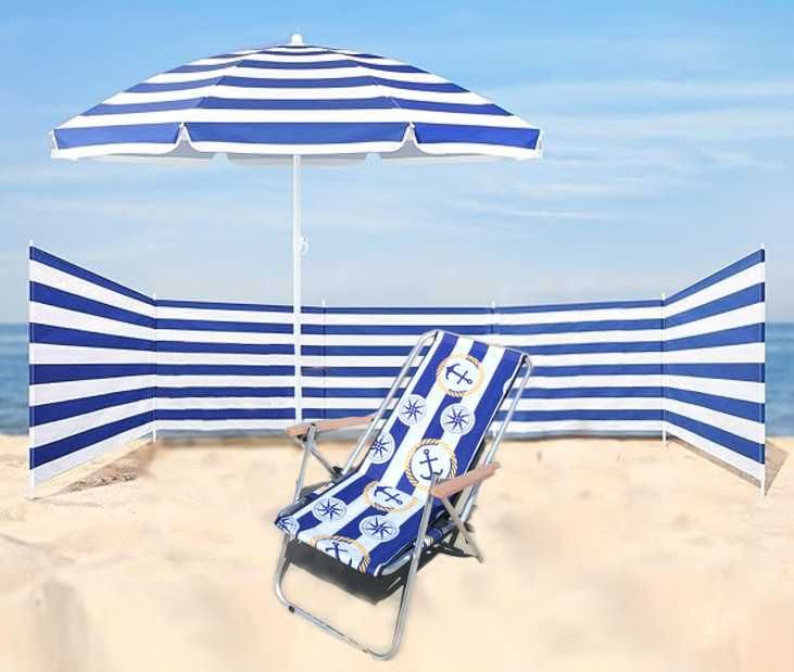 zestaw parasol 160cm parawan 12m leżak alu odbiór  po drodze na półwys