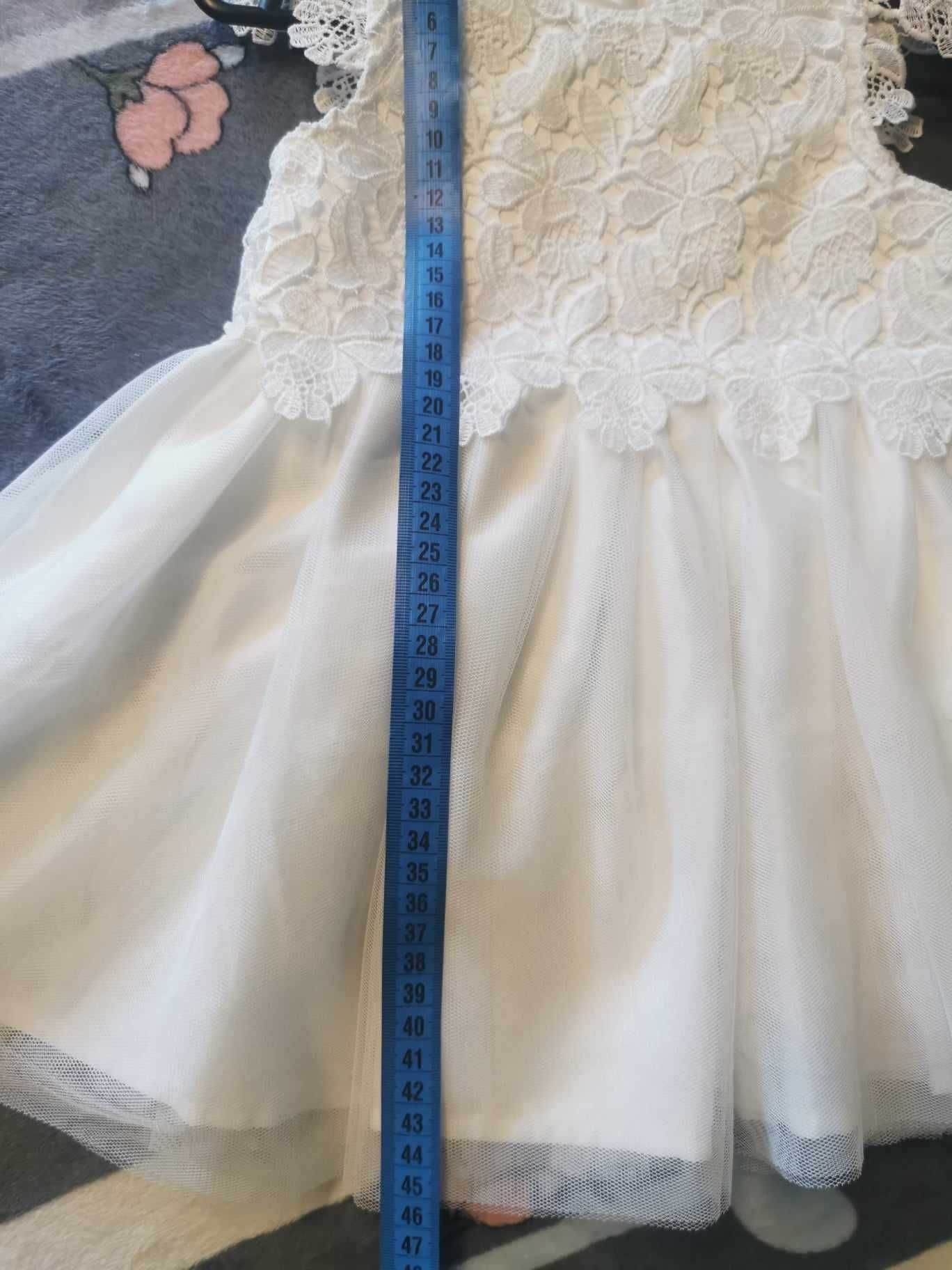 Sukienka biała kremowa do chrztu r.80 9-12 miesięcy