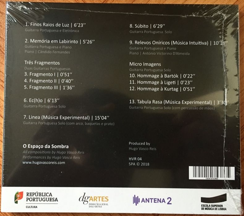 CD de Hugo Vasco Reis - O ESPAÇO DA SOMBRA