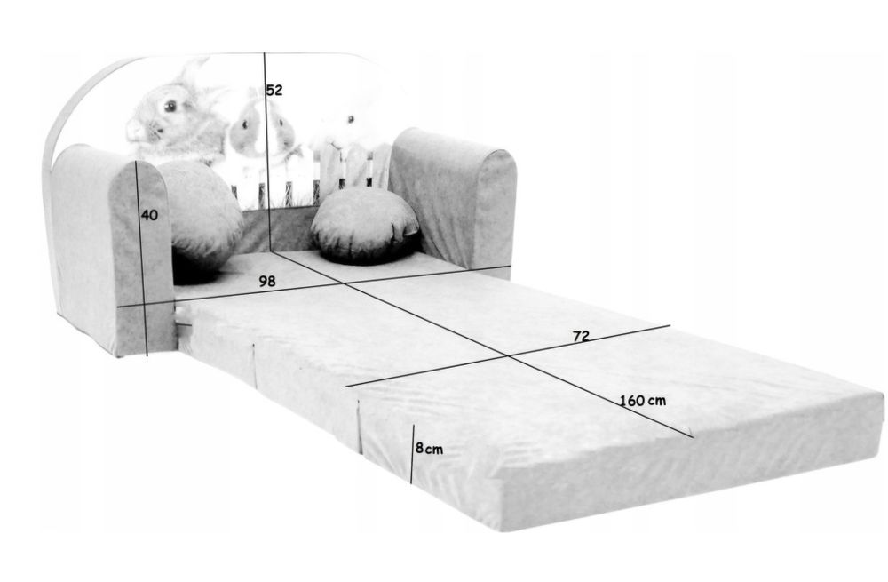 Sofa dla dzieci jasny róż