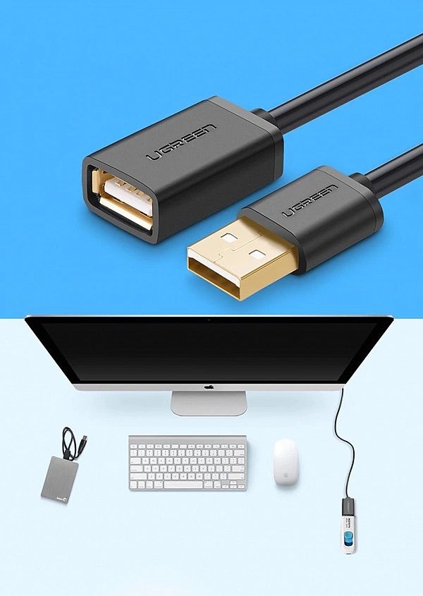 Ugreen kabel przewód przejściówka USB (żeński) - USB (męski) 2m czarny