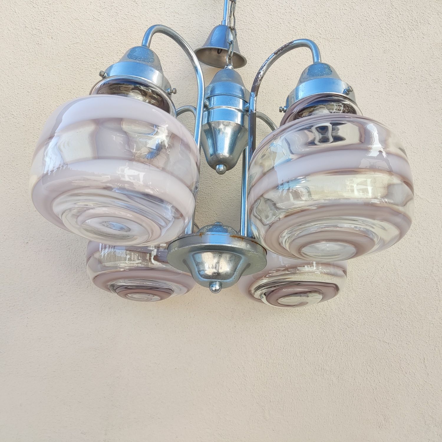 Lustre / Candeeiro suspenso 4 globos de vidro Murano Mazzega